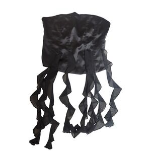 Cherry Mellow Black Corset Top‎ Ruffle Trim Strapless Zipper Size M